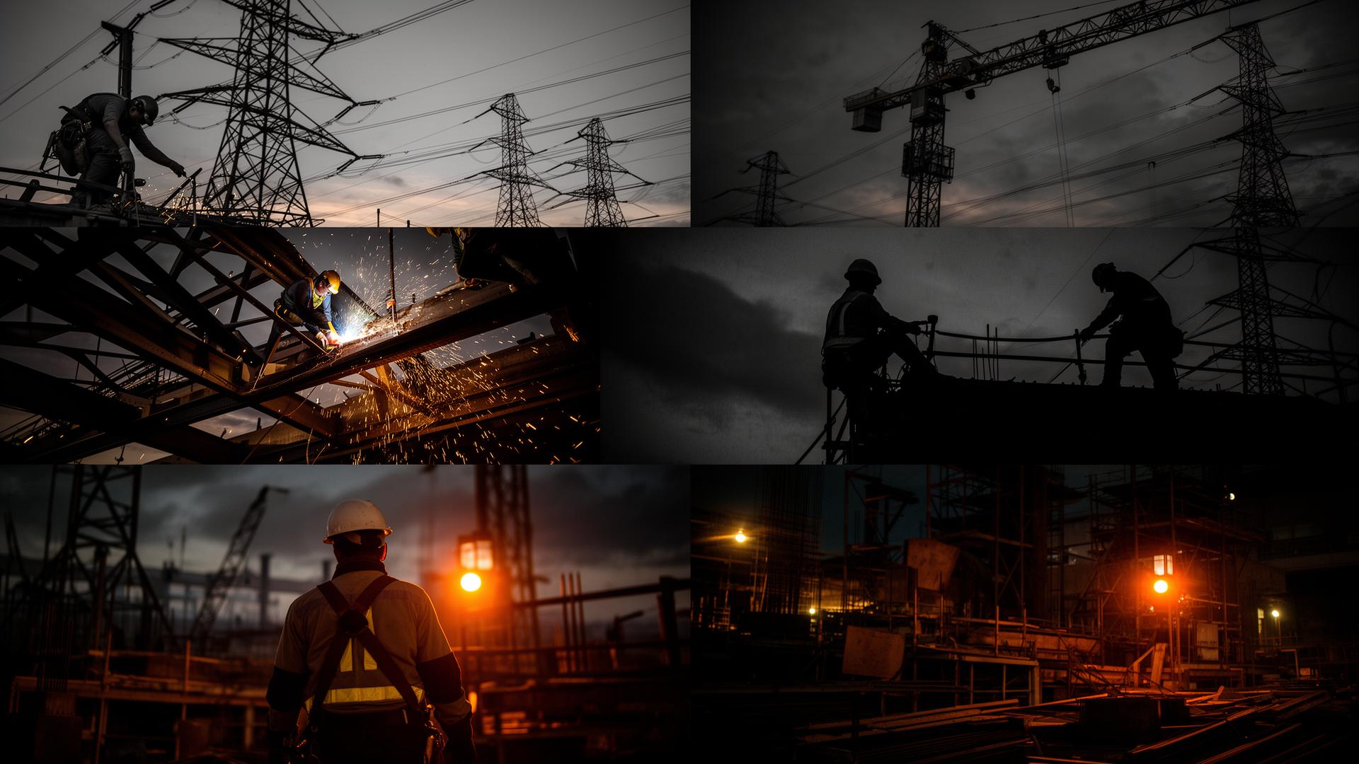 IBEW electricians at work — linemen, inside wiremen, power lines, conduit runs